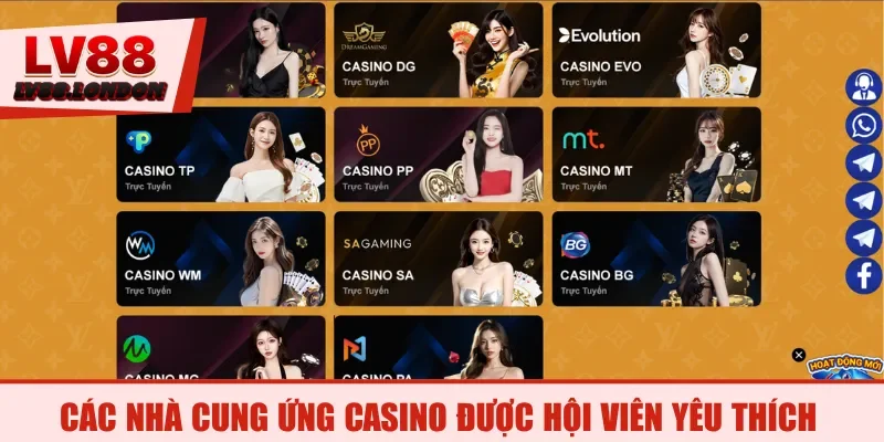 Các nhà cung ứng casino được hội viên yêu thích